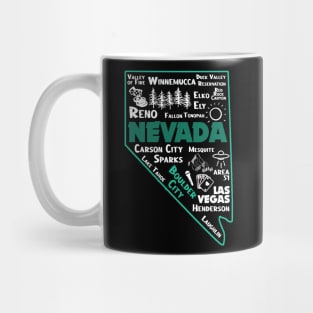 Boulder City Nevada Map Las Vegas Winnemucca Reno Elko Ely Sparks Henderson Laughkin Mug